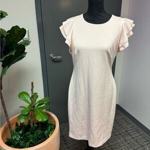 Elegant Ruffle Sleeve Dress in Light Pink